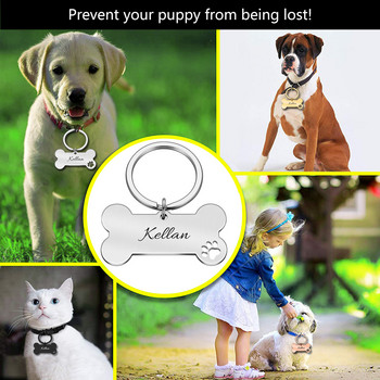 Anti-lost Personalized Pet ID Tag Κολάρο σκύλου Χαραγμένο όνομα κατοικίδιου για κολάρο σκύλου γάτας Κρεμαστό γιακά αξεσουάρ για κατοικίδια