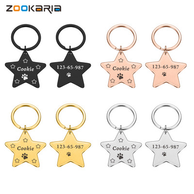 Star Anti-Lost Pet ID Tags kaķiem un suņiem Personalizētas suņu ID birkas Pentagramma apkakles aksesuāri Suņu birka ar iegravētu tālruņa numuru