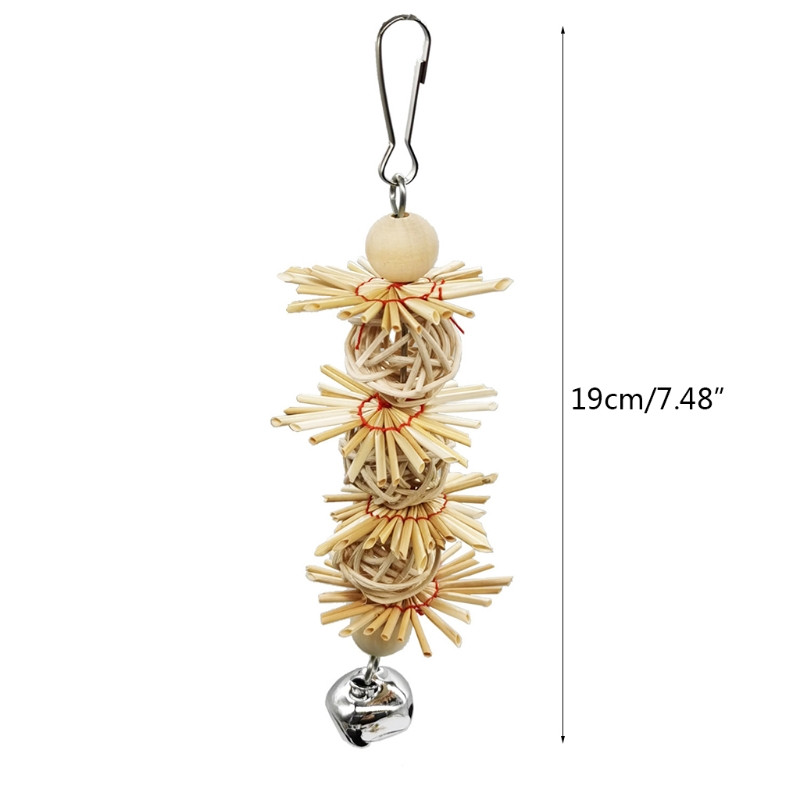 Paukščių papūgos žaislas su varpeliais Kramtomasis žaislas paukščių narvelyje su spalvingais medžio karoliukais Kandžiojantis paukščių žaislas papūgoms Aros Afrikos pilkasis kakadu