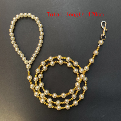 Perle de lux Mărgele Lesă pentru câini Lanț pentru animale de companie Lesă din aur alb pentru plimbări de câine Accesorii pentru guler pentru câini Produse pentru câini de talie mică