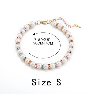 Perle de lux Mărgele Lesă pentru câini Lanț pentru animale de companie Lesă din aur alb pentru plimbări de câine Accesorii pentru guler pentru câini Produse pentru câini de talie mică