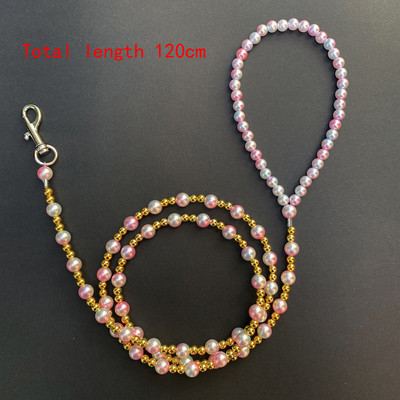 Perle de lux Mărgele Lesă pentru câini Lanț pentru animale de companie Lesă din aur alb pentru plimbări de câine Accesorii pentru guler pentru câini Produse pentru câini de talie mică