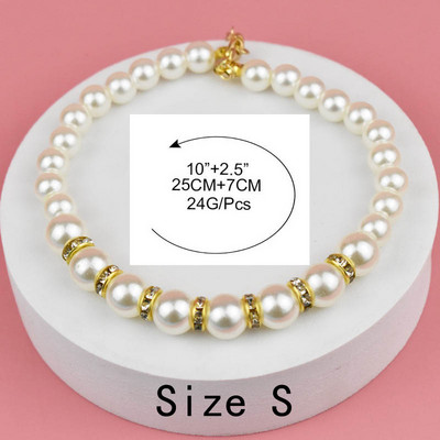 Perle de lux Mărgele Lesă pentru câini Lanț pentru animale de companie Lesă din aur alb pentru plimbări de câine Accesorii pentru guler pentru câini Produse pentru câini de talie mică