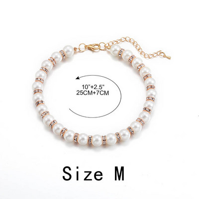 Perle de lux Mărgele Lesă pentru câini Lanț pentru animale de companie Lesă din aur alb pentru plimbări de câine Accesorii pentru guler pentru câini Produse pentru câini de talie mică