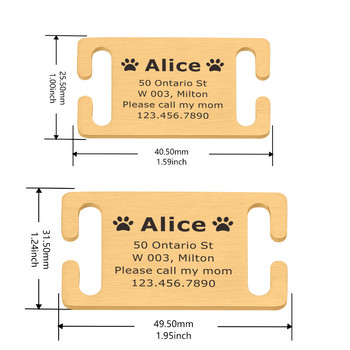 Персонализиран етикет за идентификация на домашен любимец Плъзгащи се гравирани етикети с имена от неръждаема стомана Аксесоари за нашийници Висулка Гравиране на адреси Табела с имена на кучета