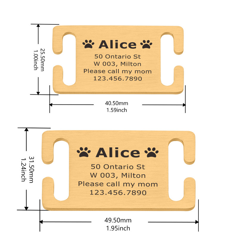 Isikupärastatud lemmiklooma ID silt Lükatav, graveeritud roostevabast terasest nimesildid Kaelarihma tarvikud Ripats Graveerimine Aadressi Koerte Nimesilt