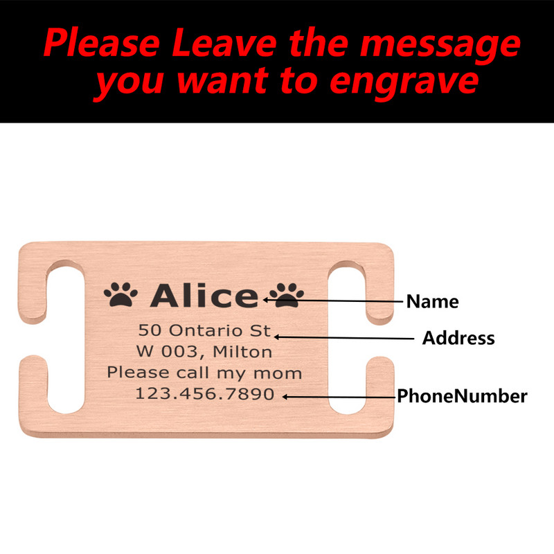 Isikupärastatud lemmiklooma ID silt Lükatav, graveeritud roostevabast terasest nimesildid Kaelarihma tarvikud Ripats Graveerimine Aadressi Koerte Nimesilt