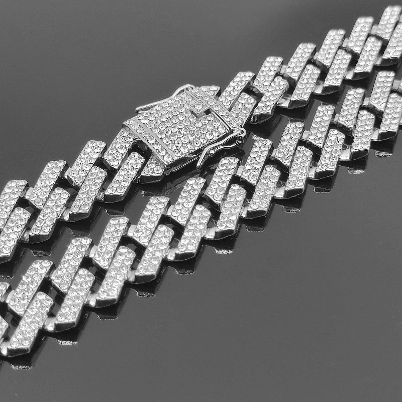 Harnaș cu lanț pentru zgarda pentru câini, metal de lux cu diamant, lățime de 20 mm, ciobănesc german, lanțuri pentru câini mari, accesorii, articole pentru animale de companie, Dropshipping