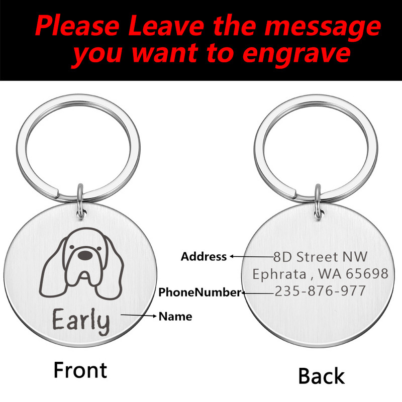 Kohandatud koerasildid Isikupärastatud graveeritud Lemmiklooma kutsika Kassi ID Kaelarihm Nime Aadress Silt Lemmikloomatarvikud Väikestele Koertele Kassi lemmikloomad Tooted