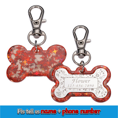 1 buc Etichete de identificare pentru animale de companie personalizate gratuite Etichete de identificare acrilice pentru animale de companie, personalizate pentru câine, pisică, accesorii pentru guler colorat, etichete cu nume pentru animale de companie