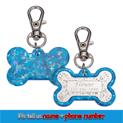 1 buc Etichete de identificare pentru animale de companie personalizate gratuite Etichete de identificare acrilice pentru animale de companie, personalizate pentru câine, pisică, accesorii pentru guler colorat, etichete cu nume pentru animale de companie