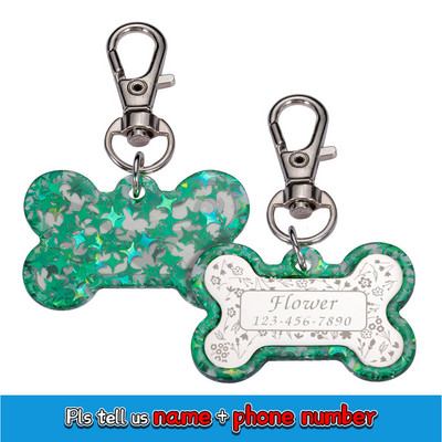 1 buc Etichete de identificare pentru animale de companie personalizate gratuite Etichete de identificare acrilice pentru animale de companie, personalizate pentru câine, pisică, accesorii pentru guler colorat, etichete cu nume pentru animale de companie