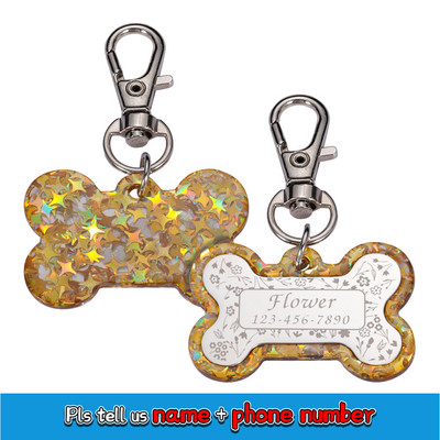 1 buc Etichete de identificare pentru animale de companie personalizate gratuite Etichete de identificare acrilice pentru animale de companie, personalizate pentru câine, pisică, accesorii pentru guler colorat, etichete cu nume pentru animale de companie