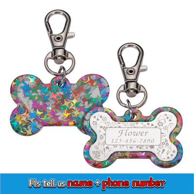 1 buc Etichete de identificare pentru animale de companie personalizate gratuite Etichete de identificare acrilice pentru animale de companie, personalizate pentru câine, pisică, accesorii pentru guler colorat, etichete cu nume pentru animale de companie