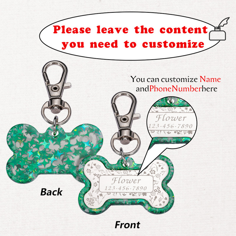 1 buc Etichete de identificare pentru animale de companie personalizate gratuite Etichete de identificare acrilice pentru animale de companie, personalizate pentru câine, pisică, accesorii pentru guler colorat, etichete cu nume pentru animale de companie