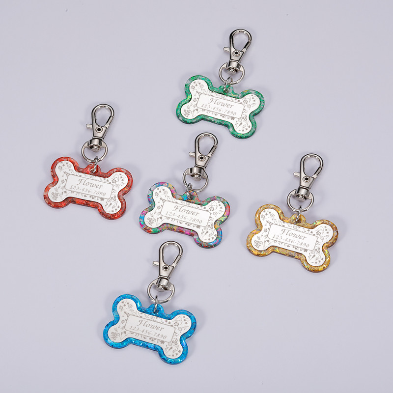 1 buc Etichete de identificare pentru animale de companie personalizate gratuite Etichete de identificare acrilice pentru animale de companie, personalizate pentru câine, pisică, accesorii pentru guler colorat, etichete cu nume pentru animale de companie