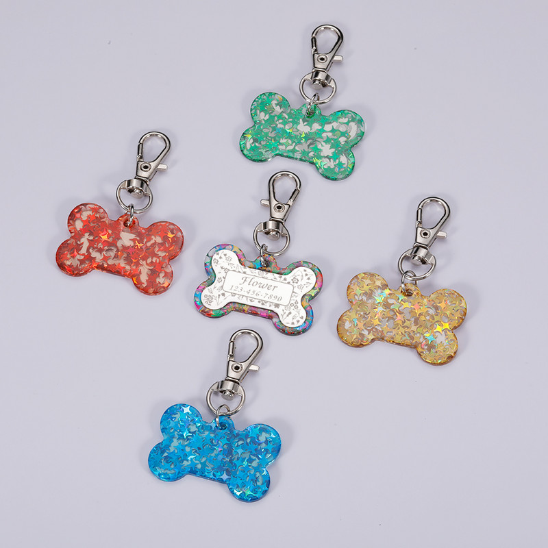 1 buc Etichete de identificare pentru animale de companie personalizate gratuite Etichete de identificare acrilice pentru animale de companie, personalizate pentru câine, pisică, accesorii pentru guler colorat, etichete cu nume pentru animale de companie