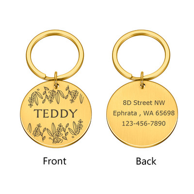 Nume personalizat Etichete de identificare pentru câinele pentru animale de companie Adresă de telefon Etichete de identificare pentru animale de companie de înaltă calitate Plăcuță de identificare din oțel inoxidabil Guler cu pandantiv anti-pierdere