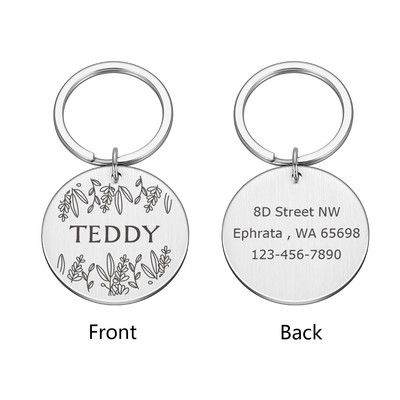 Nume personalizat Etichete de identificare pentru câinele pentru animale de companie Adresă de telefon Etichete de identificare pentru animale de companie de înaltă calitate Plăcuță de identificare din oțel inoxidabil Guler cu pandantiv anti-pierdere