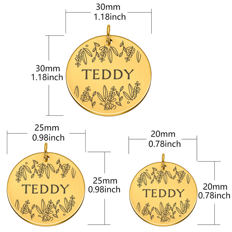 Nume personalizat Etichete de identificare pentru câinele pentru animale de companie Adresă de telefon Etichete de identificare pentru animale de companie de înaltă calitate Plăcuță de identificare din oțel inoxidabil Guler cu pandantiv anti-pierdere