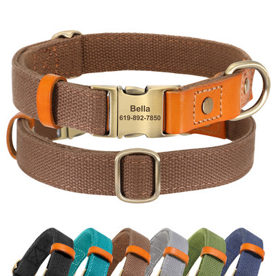 Personalizirana ogrlica za pse od najlonske PU kože Ogrlice za pse s kopčom protiv gubitka identifikacijske oznake Pločica s imenom Podesiva za male srednje velike pse