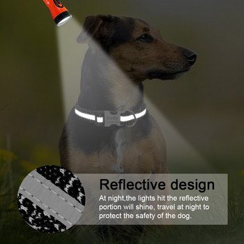 Нашийник за кучета Персонализирани светлоотразителни нашийници за кучета Персонализиран нашийник с гравиран етикет с име Анти-загубени найлонови нашийници за домашни любимци за средно големи кучета