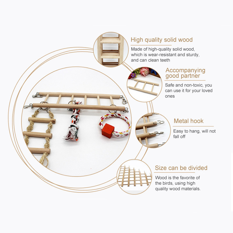 Papagailis Rotaļlieta Mājdzīvnieku piederumi Putnu Būris 1Gb Kāpšanas Kāpnes Šūpojošs Skrāpis Asaris 6 Kāpnes Kāmji Produkti Koka Kāpnes