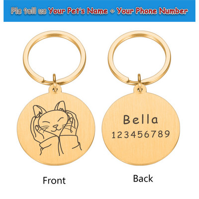 Εξατομικευμένη χάραξη Προσδιορισμός ετικέτας ταυτότητας σκύλου κατά της απώλειας Προσαρμοσμένο όνομα πιάτου για κατοικίδιο Κουτάβι Κολάρο γάτας Στρογγυλές ετικέτες Προμήθειες για κατοικίδια