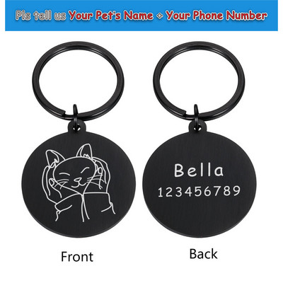 Εξατομικευμένη χάραξη Προσδιορισμός ετικέτας ταυτότητας σκύλου κατά της απώλειας Προσαρμοσμένο όνομα πιάτου για κατοικίδιο Κουτάβι Κολάρο γάτας Στρογγυλές ετικέτες Προμήθειες για κατοικίδια