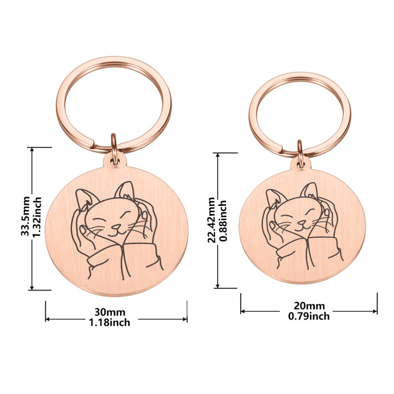 Εξατομικευμένη χάραξη Προσδιορισμός ετικέτας ταυτότητας σκύλου κατά της απώλειας Προσαρμοσμένο όνομα πιάτου για κατοικίδιο Κουτάβι Κολάρο γάτας Στρογγυλές ετικέτες Προμήθειες για κατοικίδια