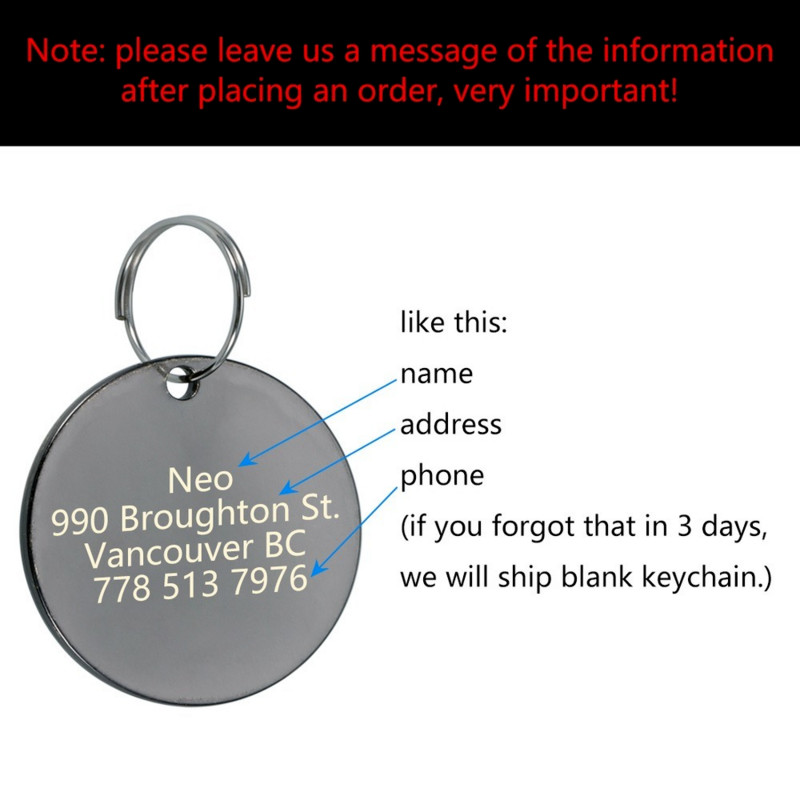 Gravură gratuită Etichetă de identificare pentru câine gravată personalizată Plăcuță de identificare anti-pierdere Etichete de nume pentru câini din oțel inoxidabil Accesorii personalizate pentru animale de companie