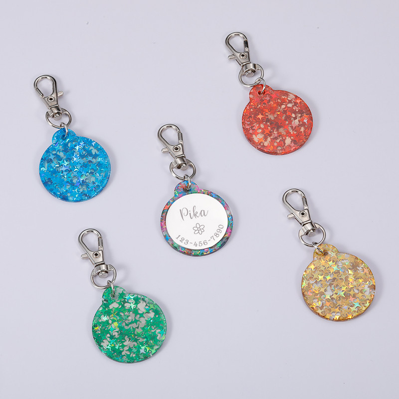 Etichetă de identificare acrilică pentru animale de companie personalizată gratuită, personalizată pentru câine, pisică, guler colorat, accesorii anti-pierdere, etichetă cu nume pentru animale de companie, etichete de identificare pentru animale de compani