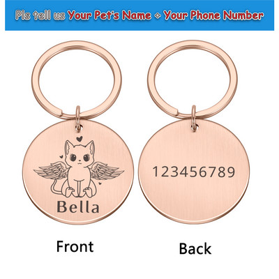Etichete de identificare pentru animale de companie Plăcuță de identificare DIY Etichete cu nume personalizate Gravurate gratuite Anti-pierdere Personalizare pandantiv Breloc din metal pentru guler de pisică pentru câine