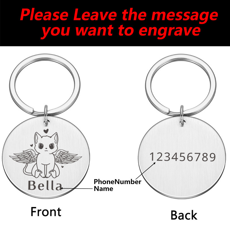Etichete de identificare pentru animale de companie Plăcuță de identificare DIY Etichete cu nume personalizate Gravurate gratuite Anti-pierdere Personalizare pandantiv Breloc din metal pentru guler de pisică pentru câine