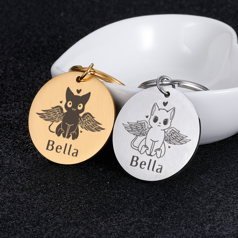 Etichete de identificare pentru animale de companie Plăcuță de identificare DIY Etichete cu nume personalizate Gravurate gratuite Anti-pierdere Personalizare pandantiv Breloc din metal pentru guler de pisică pentru câine
