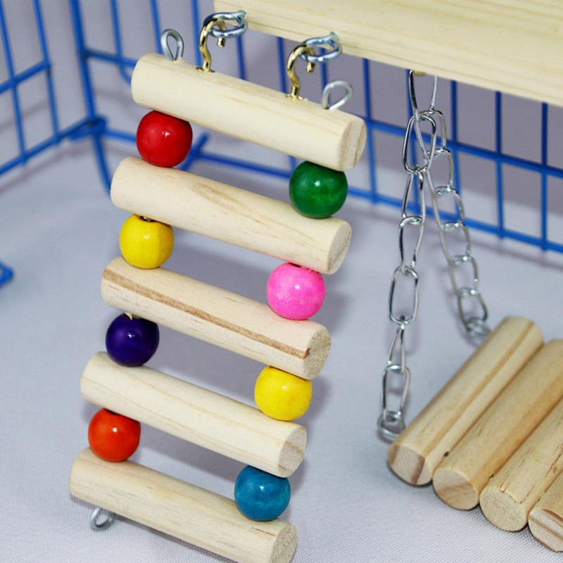 3gab Papagaiļa koka kāpšanas kāpnes šūpoles asari statīvs Putnu būra piederumi šinšillas vāverei jūrascūciņai