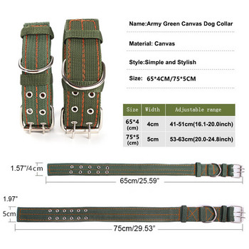 Армейски зелен платнен нашийник за кучета Двуредова катарама Здрав регулируем нашийник за домашни любимци за средно големи кучета