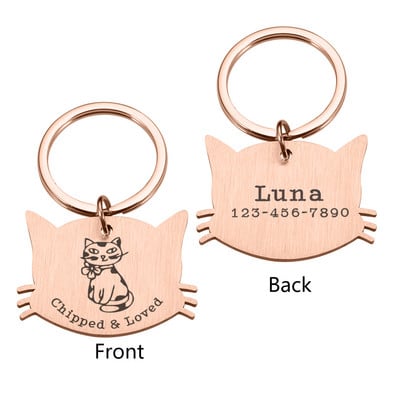 Pielāgotas mājdzīvnieku kaķu kaklasiksnas ID atzīmes Personalizētas kaklarotas nosaukuma numura zīme Kaķu aksesuāri mājas kaķēnu kaķu piederumiem Produkti