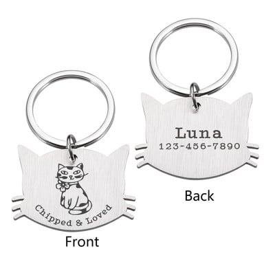 Pielāgotas mājdzīvnieku kaķu kaklasiksnas ID atzīmes Personalizētas kaklarotas nosaukuma numura zīme Kaķu aksesuāri mājas kaķēnu kaķu piederumiem Produkti