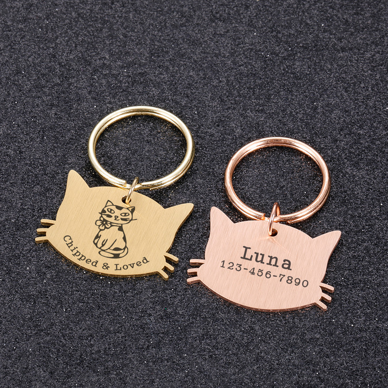 Pielāgotas mājdzīvnieku kaķu kaklasiksnas ID atzīmes Personalizētas kaklarotas nosaukuma numura zīme Kaķu aksesuāri mājas kaķēnu kaķu piederumiem Produkti