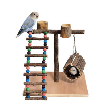 2022 Parrot Natural Дървена стойка за игра Катерене Стоящи играчки Детска площадка за птици Аксесоари за клетка за птици Обучение на домашни любимци Стълба за катерене