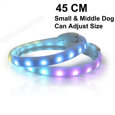 Colier luminos cu LED pentru câine de companie reîncărcabil prin USB Colier intermitent luminos pentru câine pentru plimbare în aer liber, guler de siguranță reglabil pentru noapte