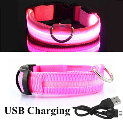 USB újratölthető kisállat kutya LED izzó nyakörv világító villogó nyaklánc kültéri sétáltatás éjszakai biztonsági kellékek