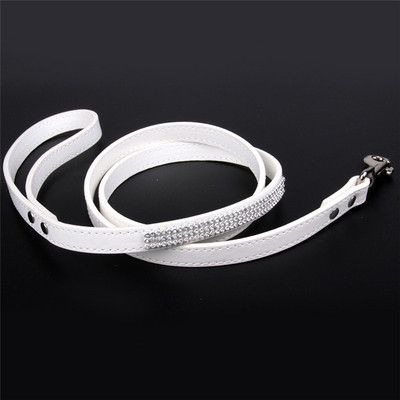 Μόδα Diamante Δερμάτινο λουρί σκύλου Bling Rhinestones Κολάρο Pet Walking Leads Small Pet Petpy Dog Supplies Purple Pink