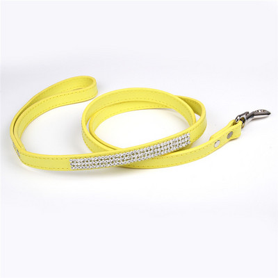 Μόδα Diamante Δερμάτινο λουρί σκύλου Bling Rhinestones Κολάρο Pet Walking Leads Small Pet Petpy Dog Supplies Purple Pink