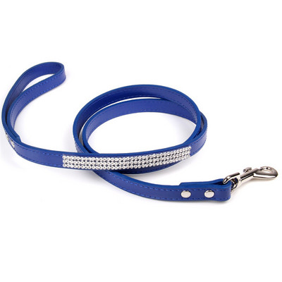Μόδα Diamante Δερμάτινο λουρί σκύλου Bling Rhinestones Κολάρο Pet Walking Leads Small Pet Petpy Dog Supplies Purple Pink