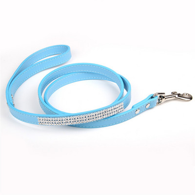 Μόδα Diamante Δερμάτινο λουρί σκύλου Bling Rhinestones Κολάρο Pet Walking Leads Small Pet Petpy Dog Supplies Purple Pink