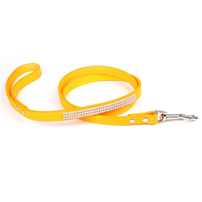 Μόδα Diamante Δερμάτινο λουρί σκύλου Bling Rhinestones Κολάρο Pet Walking Leads Small Pet Petpy Dog Supplies Purple Pink