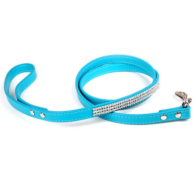 Μόδα Diamante Δερμάτινο λουρί σκύλου Bling Rhinestones Κολάρο Pet Walking Leads Small Pet Petpy Dog Supplies Purple Pink