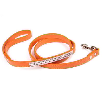 Μόδα Diamante Δερμάτινο λουρί σκύλου Bling Rhinestones Κολάρο Pet Walking Leads Small Pet Petpy Dog Supplies Purple Pink